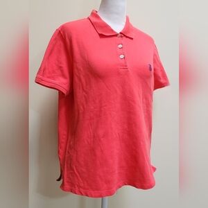 Jamaica Bay Short Sleeve Quarter Button Polo Collared Top Women's Size PL